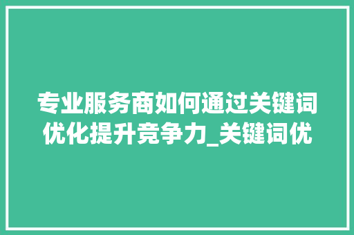 专业服务商如何通过关键词优化提升竞争力_关键词优化专业服务商