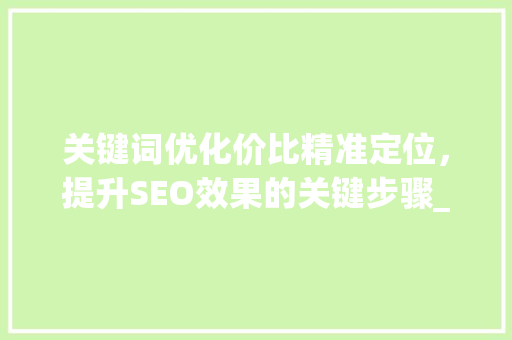 关键词优化价比精准定位，提升SEO效果的关键步骤_什么是关键词优化价比