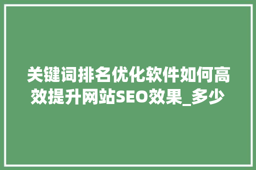 关键词排名优化软件如何高效提升网站SEO效果_多少关键词排名优化软件