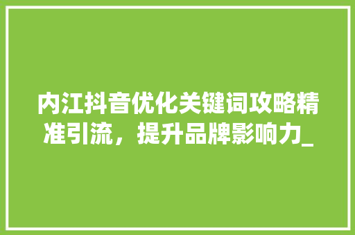内江抖音优化关键词攻略精准引流，提升品牌影响力_内江抖音优化关键词流程