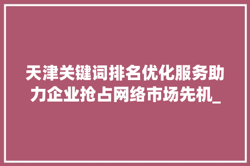 天津关键词排名优化服务助力企业抢占网络市场先机_天津关键词排名优化服务