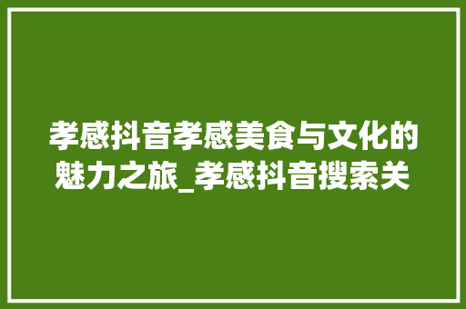 孝感抖音孝感美食与文化的魅力之旅_孝感抖音搜索关键词优化