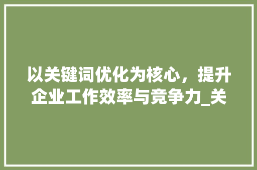 以关键词优化为核心，提升企业工作效率与竞争力_关键词优化工作内容
