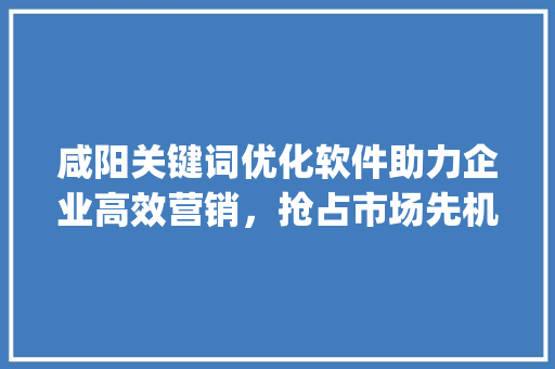 咸阳关键词优化软件助力企业高效营销，抢占市场先机_咸阳关键词优化软件  第1张