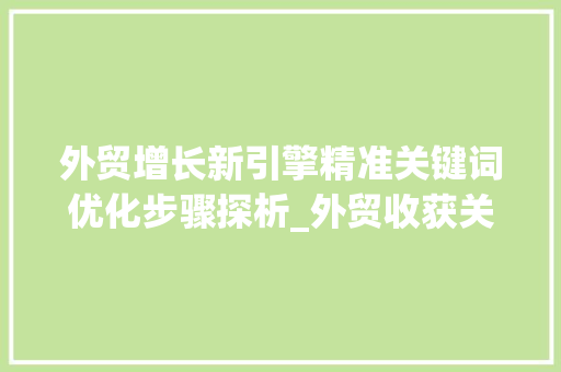 外贸增长新引擎精准关键词优化步骤探析_外贸收获关键词优化