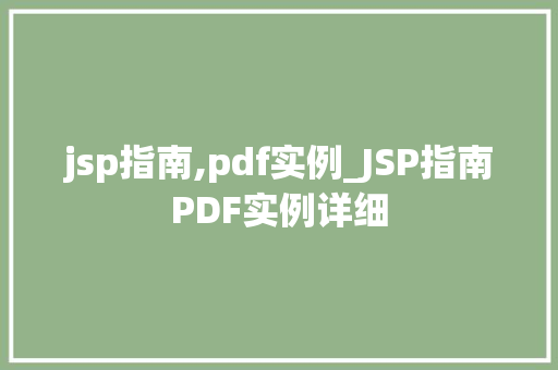 jsp指南,pdf实例_JSP指南PDF实例详细