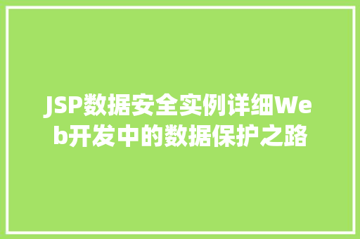 JSP数据安全实例详细Web开发中的数据保护之路