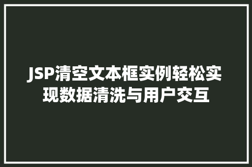 JSP清空文本框实例轻松实现数据清洗与用户交互