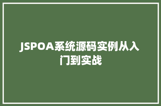 JSPOA系统源码实例从入门到实战