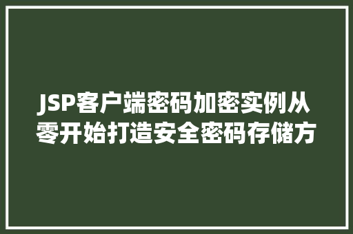 JSP客户端密码加密实例从零开始打造安全密码存储方法
