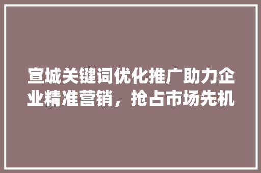 宣城关键词优化推广助力企业精准营销，抢占市场先机_宣城关键词优化推广价格