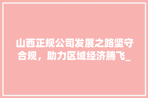 山西正规公司发展之路坚守合规，助力区域经济腾飞_山西关键词优化正规公司