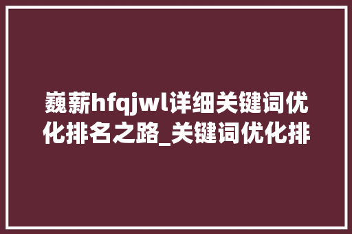 巍薪hfqjwl详细关键词优化排名之路_关键词优化排名巍薪hfqjwl