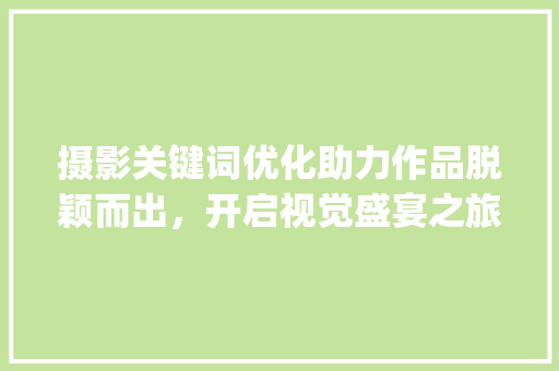 摄影关键词优化助力作品脱颖而出，开启视觉盛宴之旅_摄影关键词优化作用包括