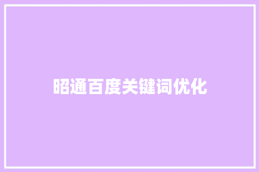 昭通百度关键词优化