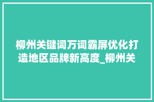 柳州关键词万词霸屏优化打造地区品牌新高度_柳州关键词万词霸屏优化