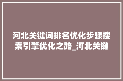 河北关键词排名优化步骤搜索引擎优化之路_河北关键词排名优化方式