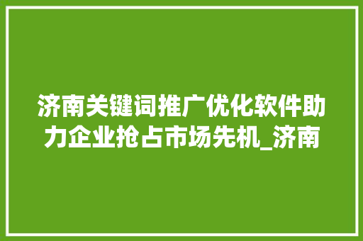 济南关键词推广优化软件助力企业抢占市场先机_济南关键词推广优化软件