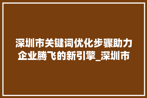 深圳市关键词优化步骤助力企业腾飞的新引擎_深圳市关键词优化方法