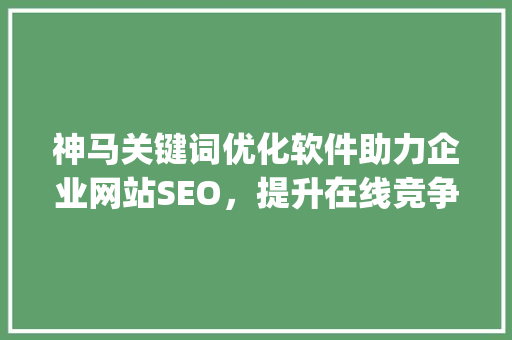 神马关键词优化软件助力企业网站SEO，提升在线竞争力_神马关键词优化软件免费