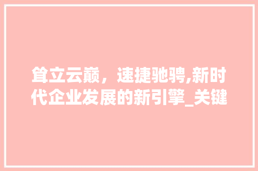 耸立云巅，速捷驰骋,新时代企业发展的新引擎_关键词优化耸立云速捷