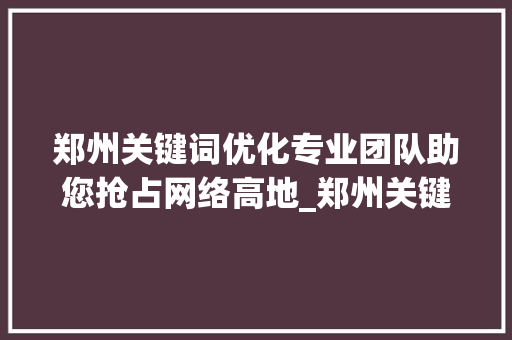 郑州关键词优化专业团队助您抢占网络高地_郑州关键词优化哪家专业