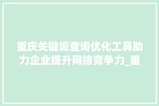 重庆关键词查询优化工具助力企业提升网络竞争力_重庆关键词查询优化工具