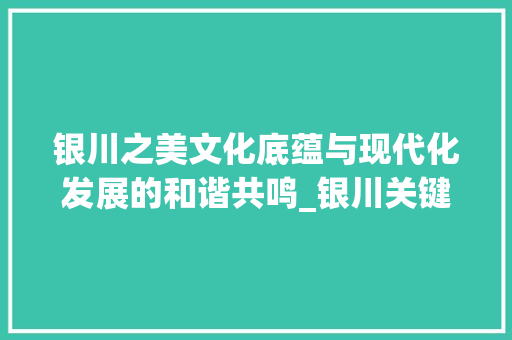 银川之美文化底蕴与现代化发展的和谐共鸣_银川关键词百度优化