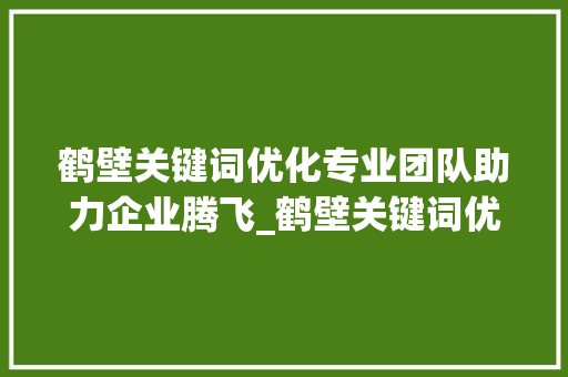 鹤壁关键词优化专业团队助力企业腾飞_鹤壁关键词优化哪家专业