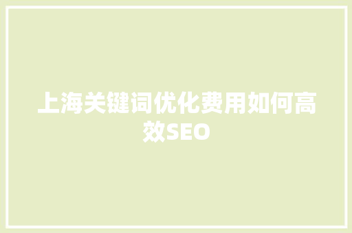 上海关键词优化费用如何高效SEO