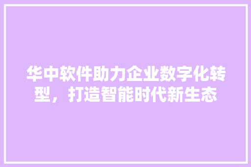 华中软件助力企业数字化转型，打造智能时代新生态