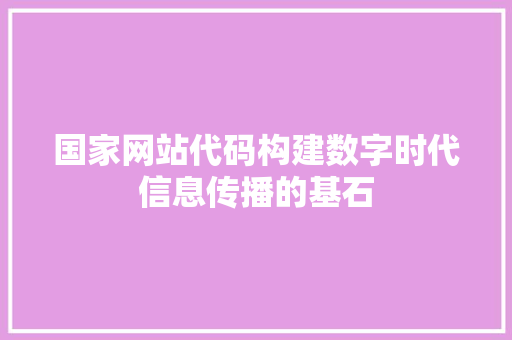 国家网站代码构建数字时代信息传播的基石