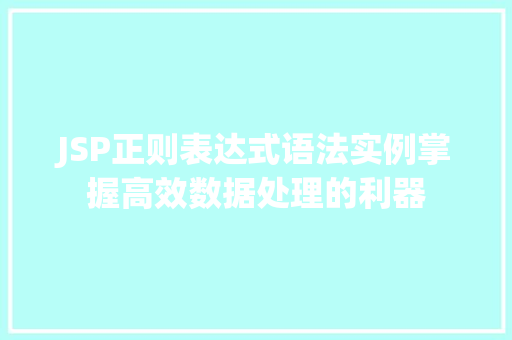 JSP正则表达式语法实例掌握高效数据处理的利器  第1张