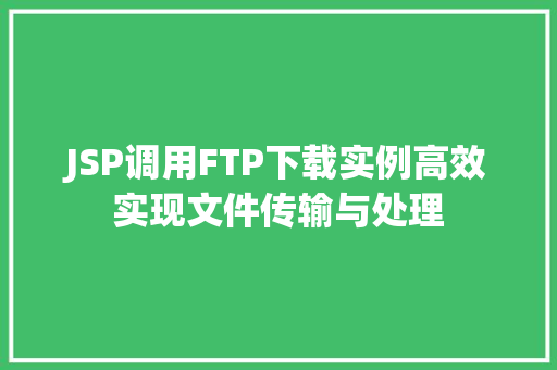 JSP调用FTP下载实例高效实现文件传输与处理