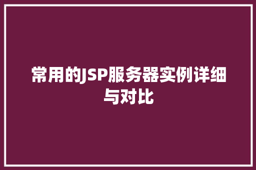 常用的JSP服务器实例详细与对比