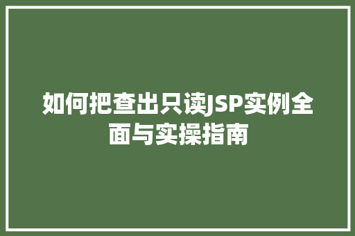 如何把查出只读JSP实例全面与实操指南