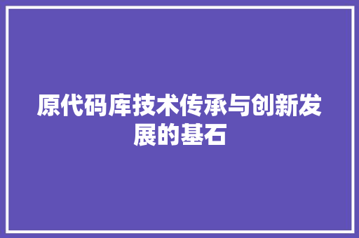 原代码库技术传承与创新发展的基石