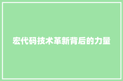 宏代码技术革新背后的力量