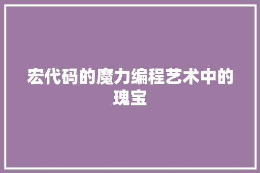 宏代码的魔力编程艺术中的瑰宝