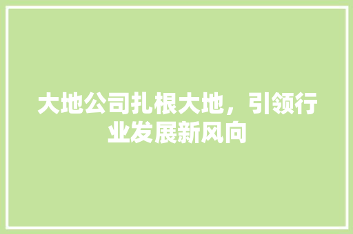 大地公司扎根大地，引领行业发展新风向