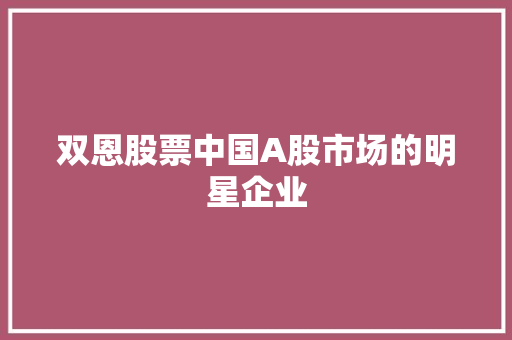 双恩股票中国A股市场的明星企业