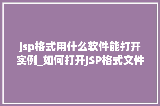 jsp格式用什么软件能打开实例_如何打开JSP格式文件JSP格式软件大汇总