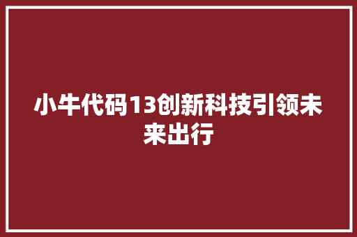 小牛代码13创新科技引领未来出行