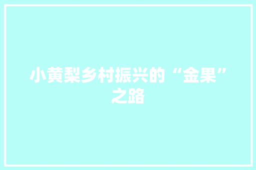 小黄梨乡村振兴的“金果”之路