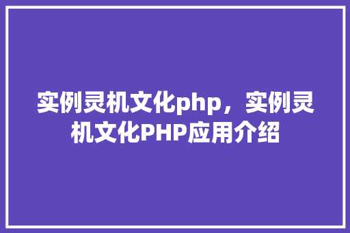 实例灵机文化php，实例灵机文化PHP应用介绍