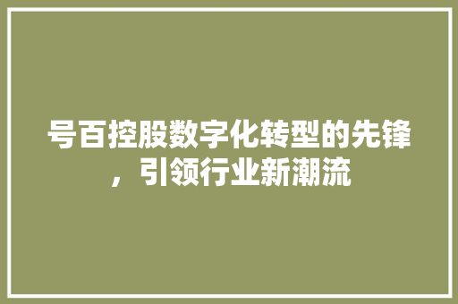 号百控股数字化转型的先锋，引领行业新潮流