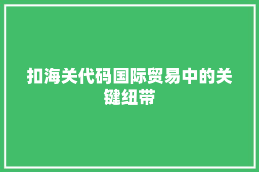 扣海关代码国际贸易中的关键纽带