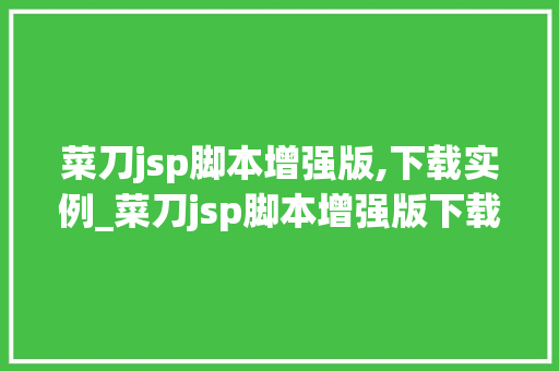 菜刀jsp脚本增强版,下载实例_菜刀jsp脚本增强版下载实例详解与实战方法