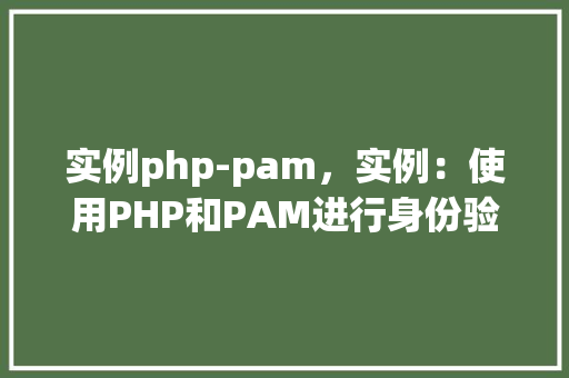 实例php-pam，实例：使用PHP和PAM进行身份验证