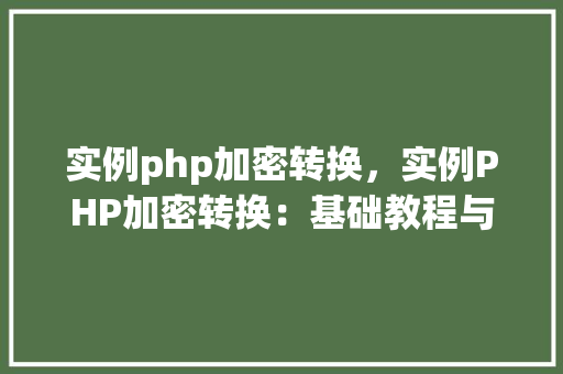 实例php加密转换，实例PHP加密转换：基础教程与方法例子
